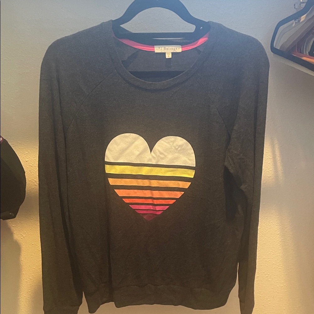 PJ Salvage Charcoal Sweatshirt with Pink Accents